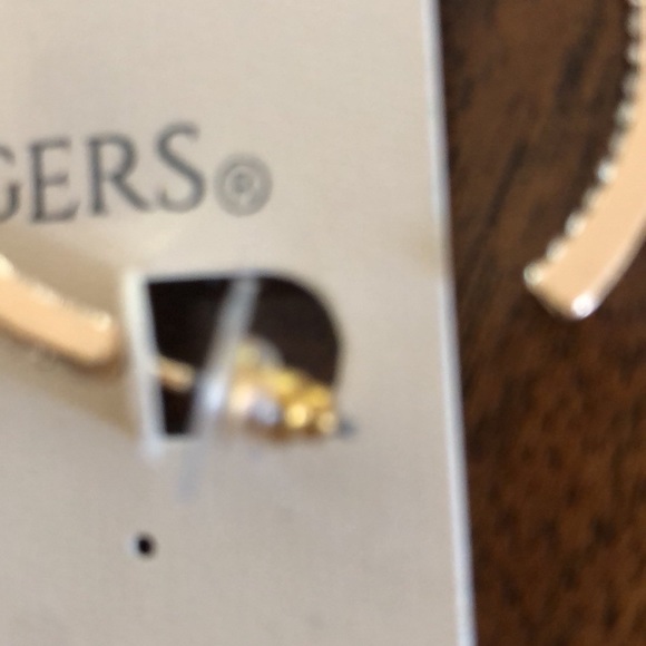 NWT Kim Rodgers rhinestone encrusted gold tone hoop earrings - Picture 11 of 13